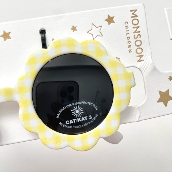 Girls Daisy Sunglasses with Yellow White Checker Pattern - Picture 9 of 9